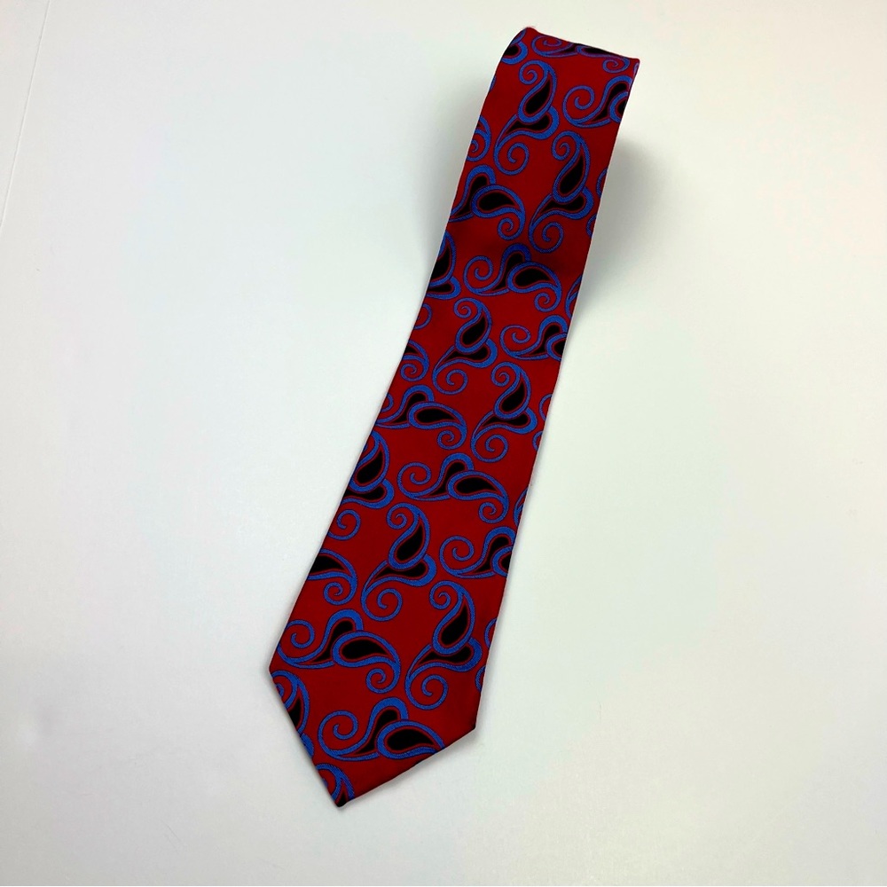 J.Z. Richards Gallery Collection 100% Pure‎ Silk Red Blue Mens Tie Preppy Office